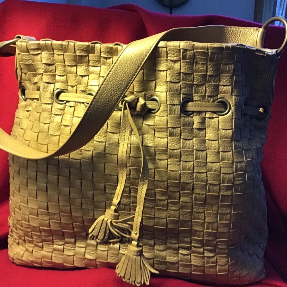 Metallic gold Cole Hahn tote